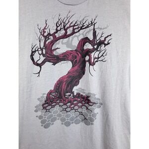 Curbside Clothing Mens 2XL Gray Graphic Tee Gnarled Tree Honeycomb Art T-Shirt
